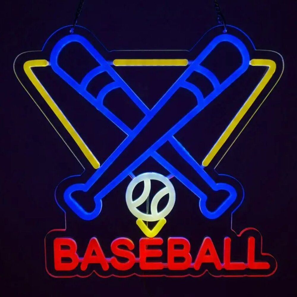 BASEBALL BATS WITH BALL NEON LED SIGN